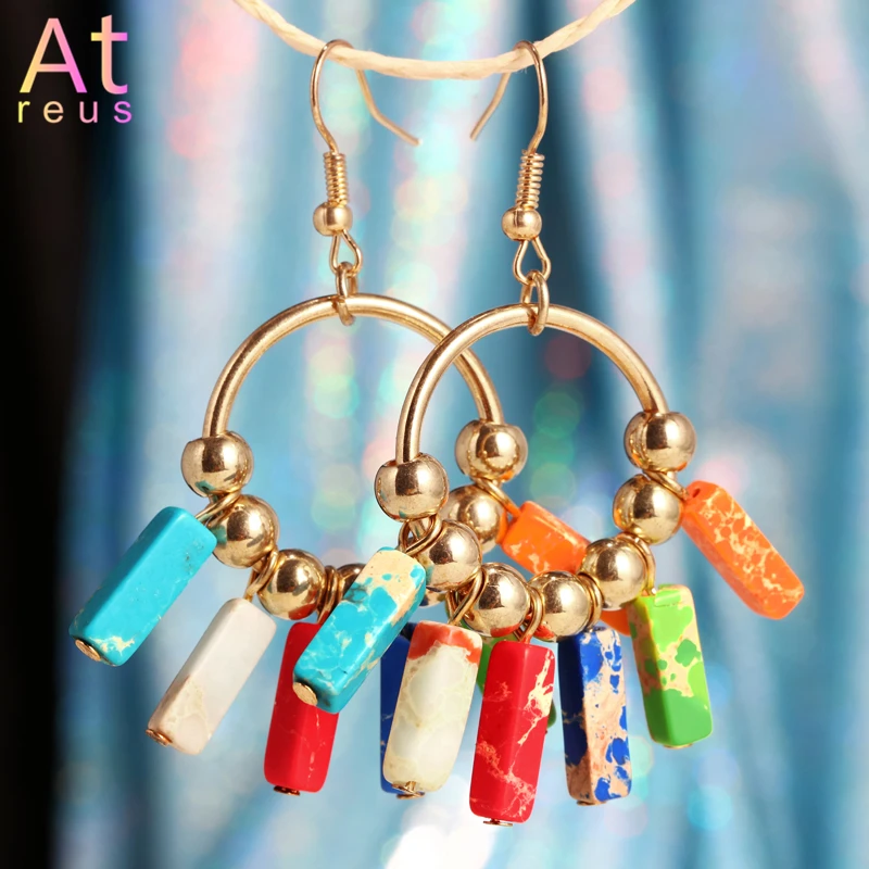 Набор ювелирных изделий для йоги чакра цветные/синие серьги натуральный камень