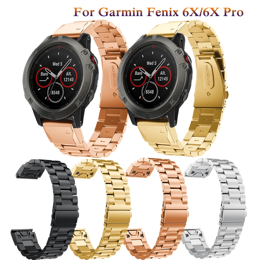 

26mm Stainless Steel Watchband Strap for Garmin Fenix6X 6XPro 5X 3 3HR Smart Bracelet Bands classic Replacement Wristband Correa