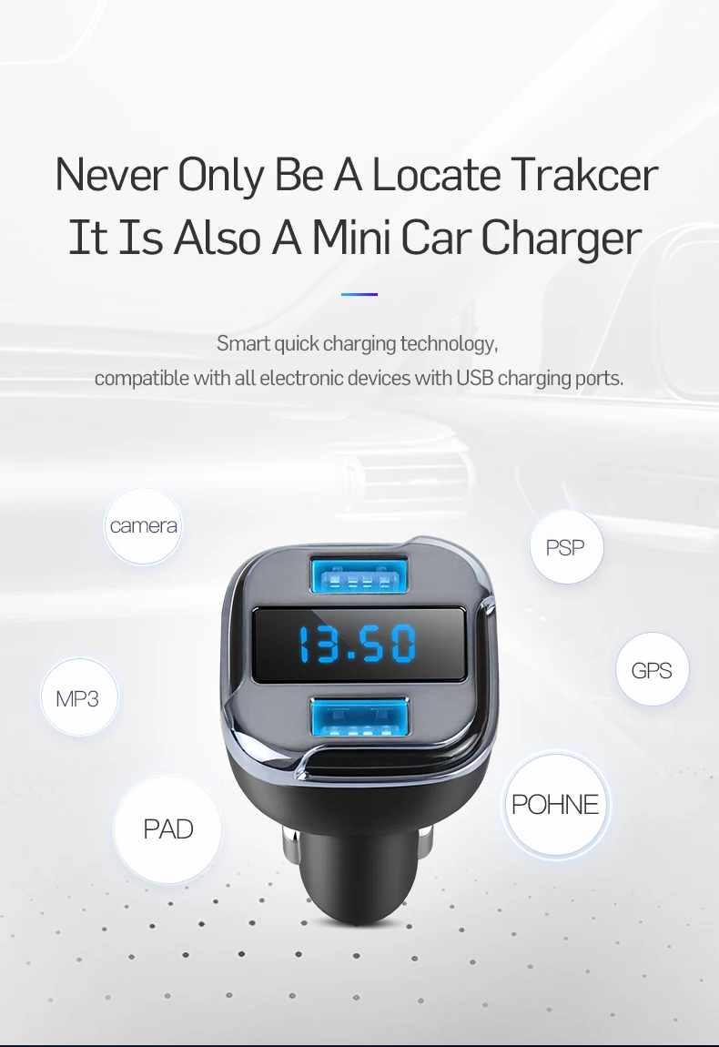 2в1 автомобильное зарядное устройство с двумя USB мини GPS мобильное приложение для