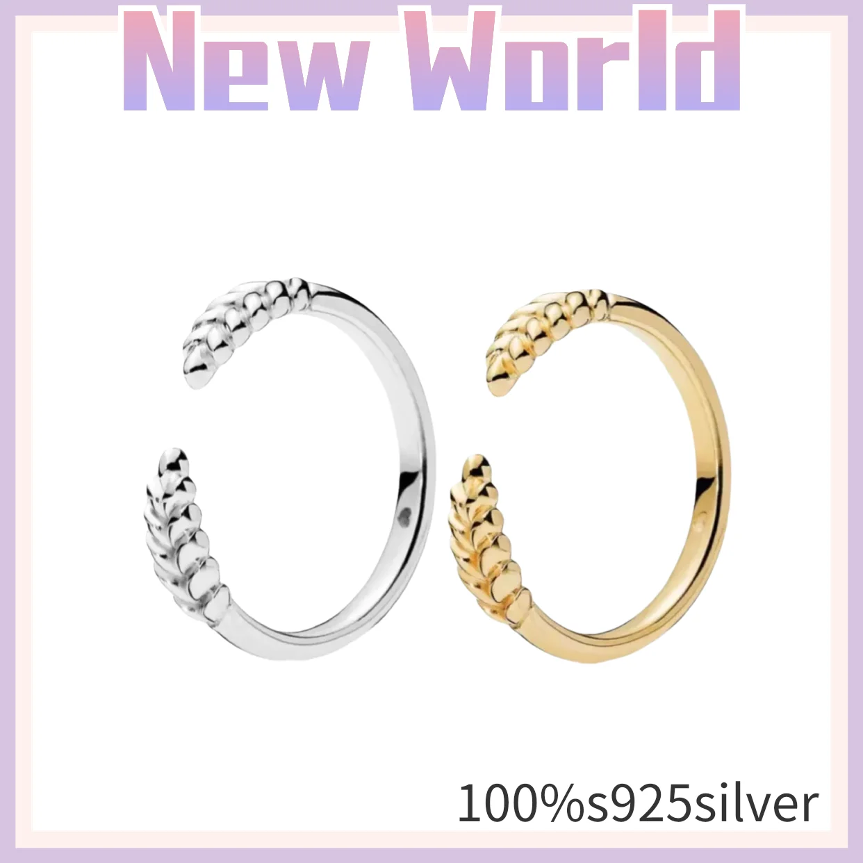 

Hot style Original pandora100%925 Silver Open-Loop Wheatear Ring High Quality for Ladies Couple Ring DIY Fashion Wedding Jewelry