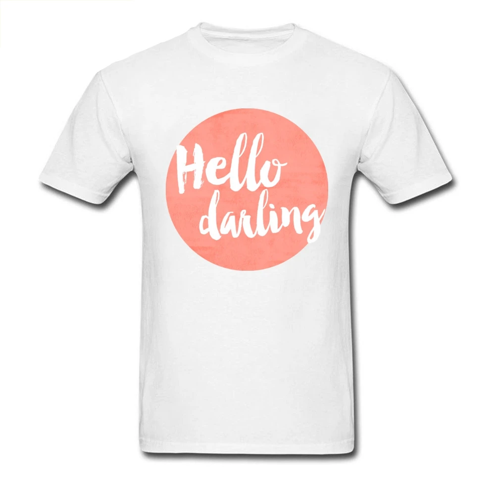 

Design Hello Darling - Coral Short Sleeve Summer Tops Shirts Plain Crew Neck 100% Cotton Fabric Tee Shirts Young T Shirt
