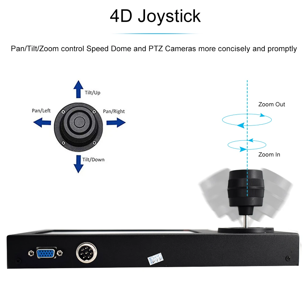 Контроллер джойстик клавиатуры Onvif для IP-камер CCTV PTZ Monitor с ЖК-экраном HD 8 дюймов и RS485 Zoom PTZ.