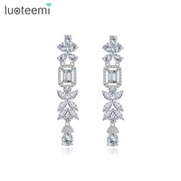 luoteemi long pendant cubic zirconia earring charms for women bridal wedding gorgeous accessories summer new arrival 2021