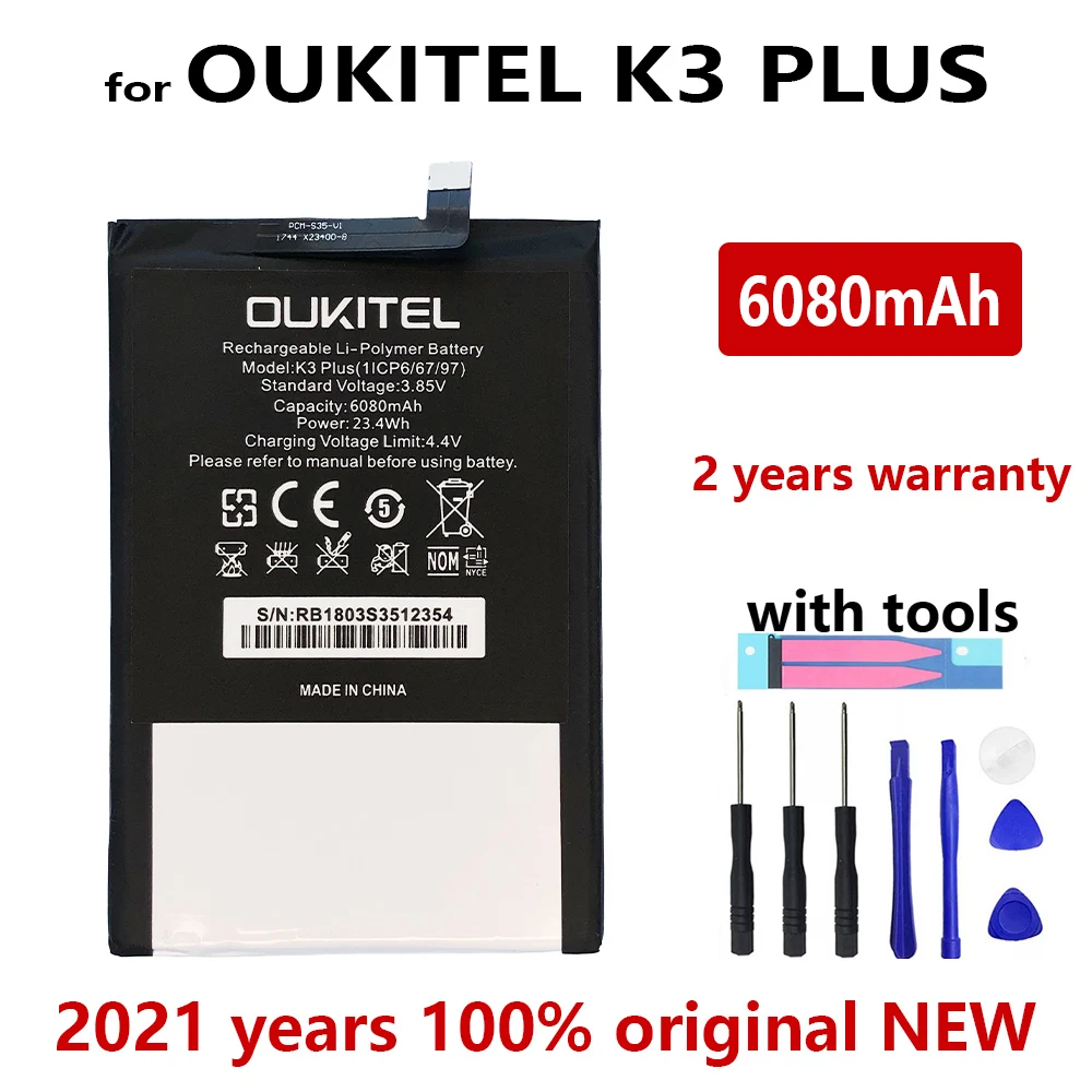 

100% Original K3 Plus 6080mAh Replacement battery For Oukitel K3 Plus High Quality Batteries Bateria With Tools+Tracking number