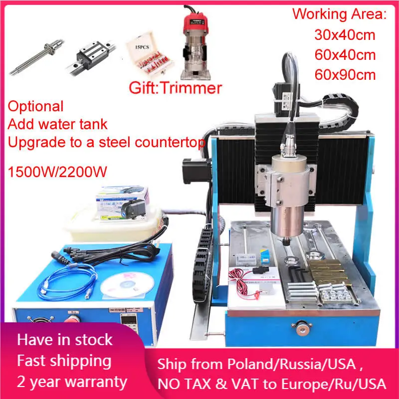 

CNC 6090 4 Axis Wood Router CNC 6040 Metal Engraving Machine Linear Guide PCB Aluminum Copper Steel Milling Machine with Trimmer