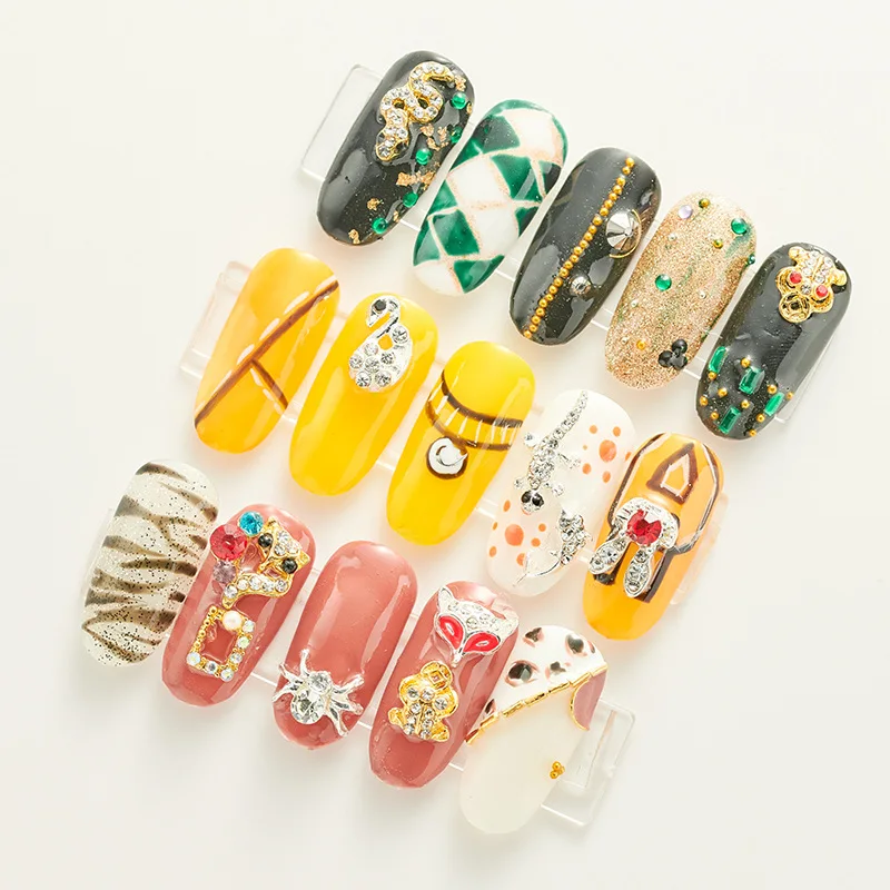 

10PCS Glittering Rhinestones Gold Silver Snake Lazad Fish Nail Art Strass Decorations For Alloy Nail Supplies Charm Tool