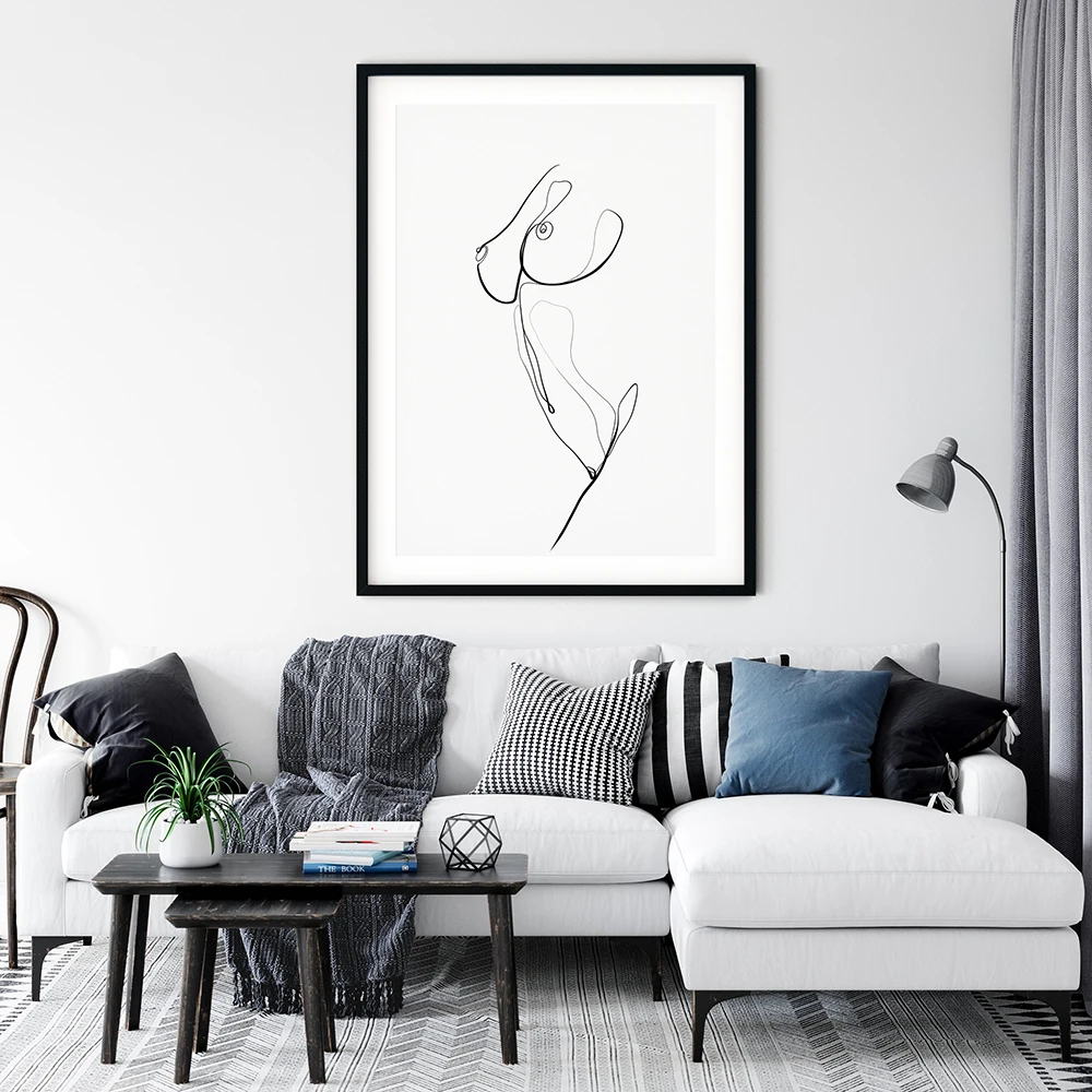 Woman Body One Line Drawing Canvas Painting Abstract Female Figure Art Prints Nordic Minimalist Poster Bedroom Wall Art Decor 4