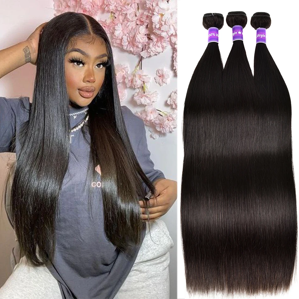 

Peruvian Straight Hair Bundles 100% Human Hair Extension Natural Color Bundles Straight Hair Weaves For Black Women Misscara