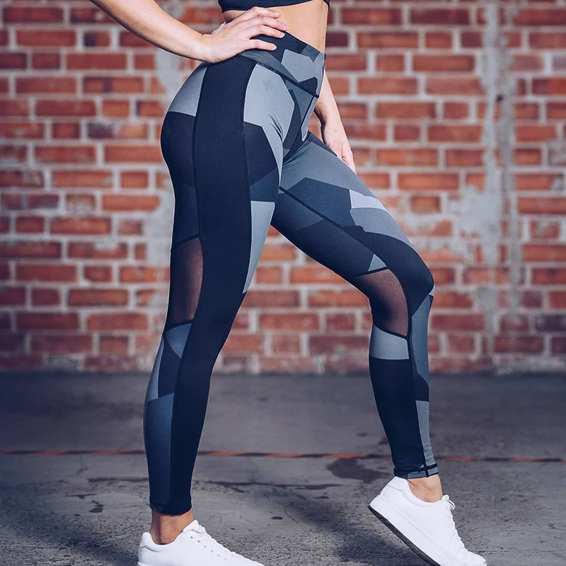 

New Print Leggings Fitness Legging Geometric honeycomb digital printing high waist Hip breathable polyester Women Leggings