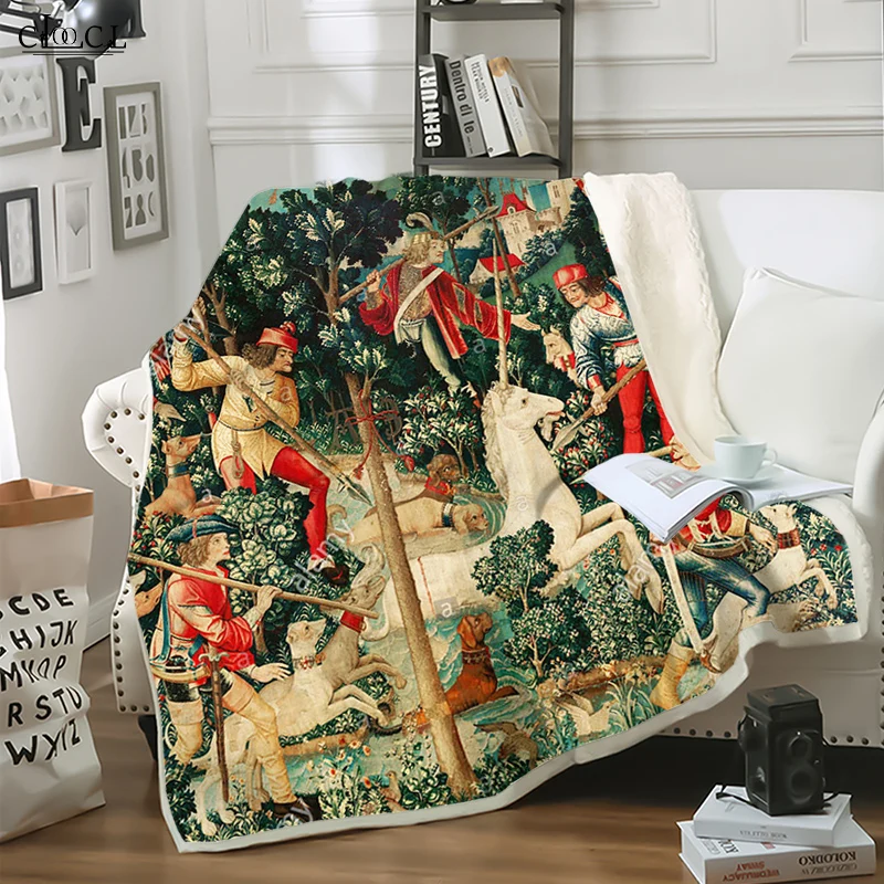 

European Medieval Art Blankets Harajuku 3D Print Home Textiles Blankets for Beds Home Living Portable Travel Cover Blanket