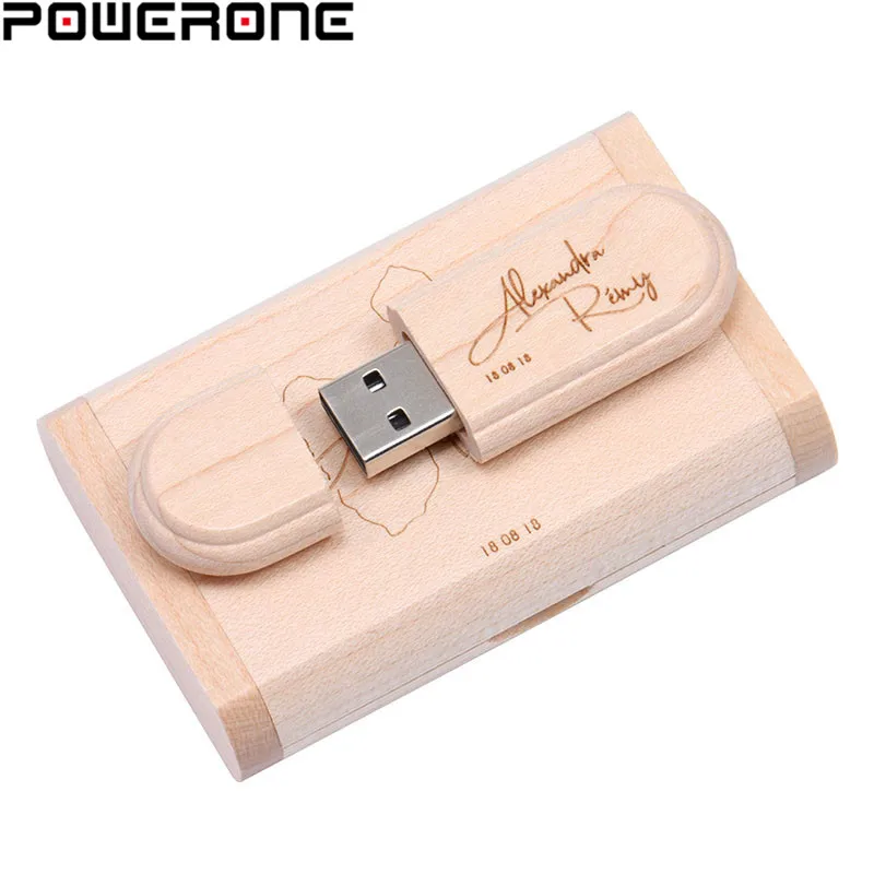 POWERONE (1 шт. бесплатный логотип) лазерная гравировка деревянный + коробка Флешка 4