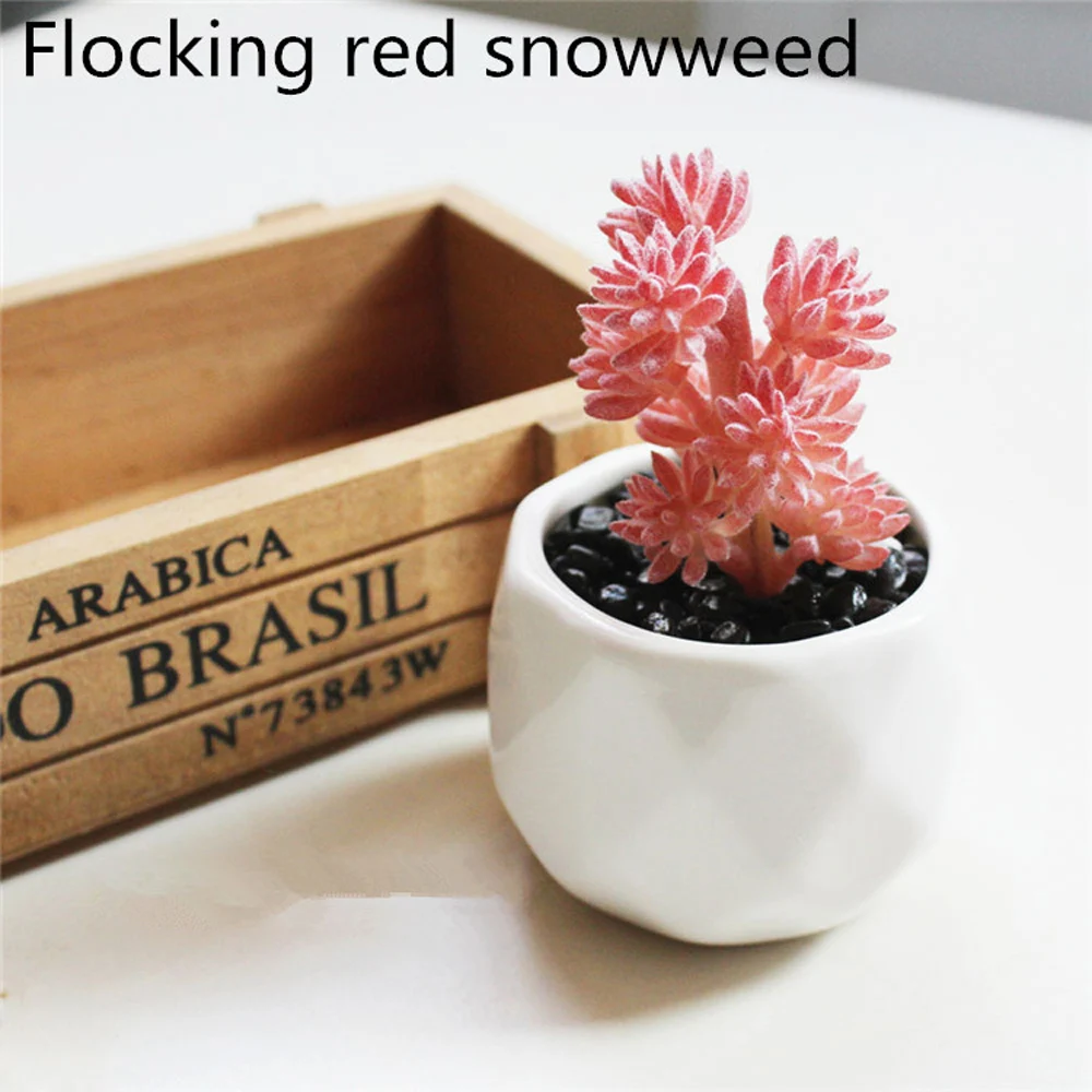 Искусственные влагозапасающие растения зеленые флокированные украшения для