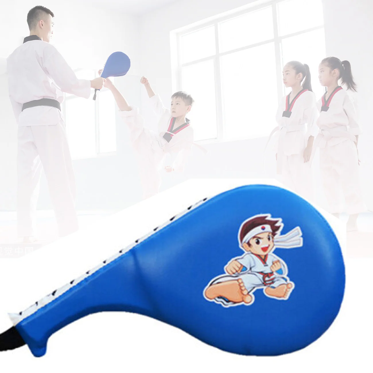 

Taekwondo Foot Target Handheld PU Leather Double Leaf Target Fitness Boxing Supplies