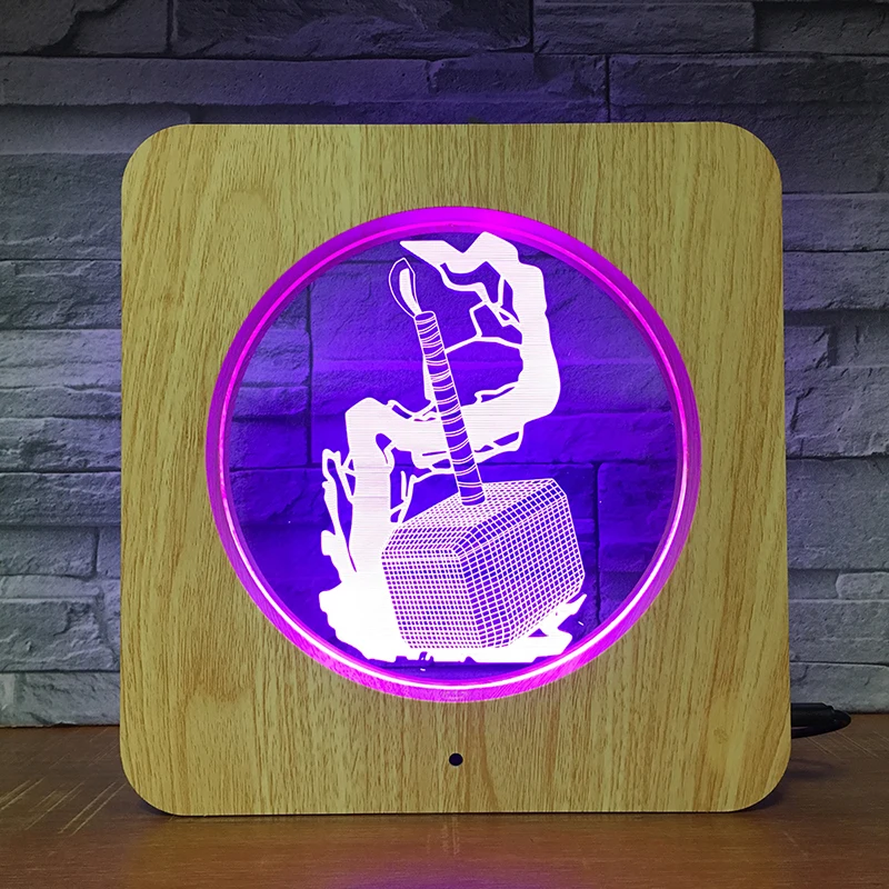 

Raytheon Hammer Superhero 3D LED Plastic Night Light DIY Customized Lamp Table Lamp Kids Color Gift Home Decor Photo Frame 2423