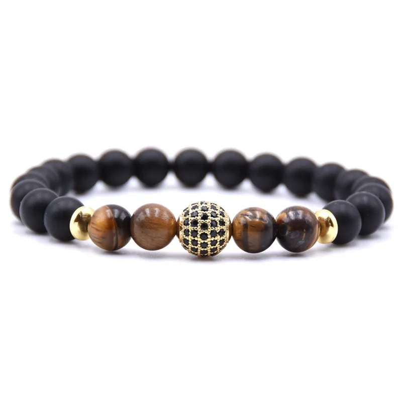 ASHMITA золотые стразы с шариками из натурального камня браслет для женщин и мужчин