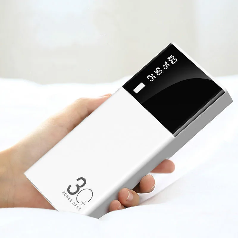 Тройной USB LCD Зеркало 30000mah внешний аккумулятор повербанк зарядное устройство для