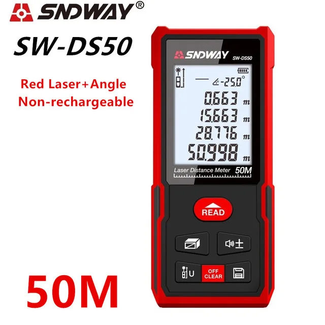 SW-DS50 50M SNDWAY Trena лазерный дальномер рулетка Ангел Линейка рулетка лазерный фонарь рулетка - Цвет: SW-DS50 50M