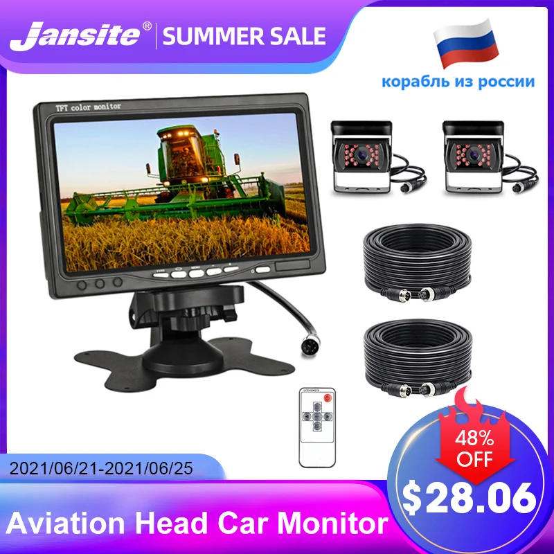 Jansite 7 &quotмонитор в автомобиль TFT ЖК дисплей авиационная Головка проводной камера