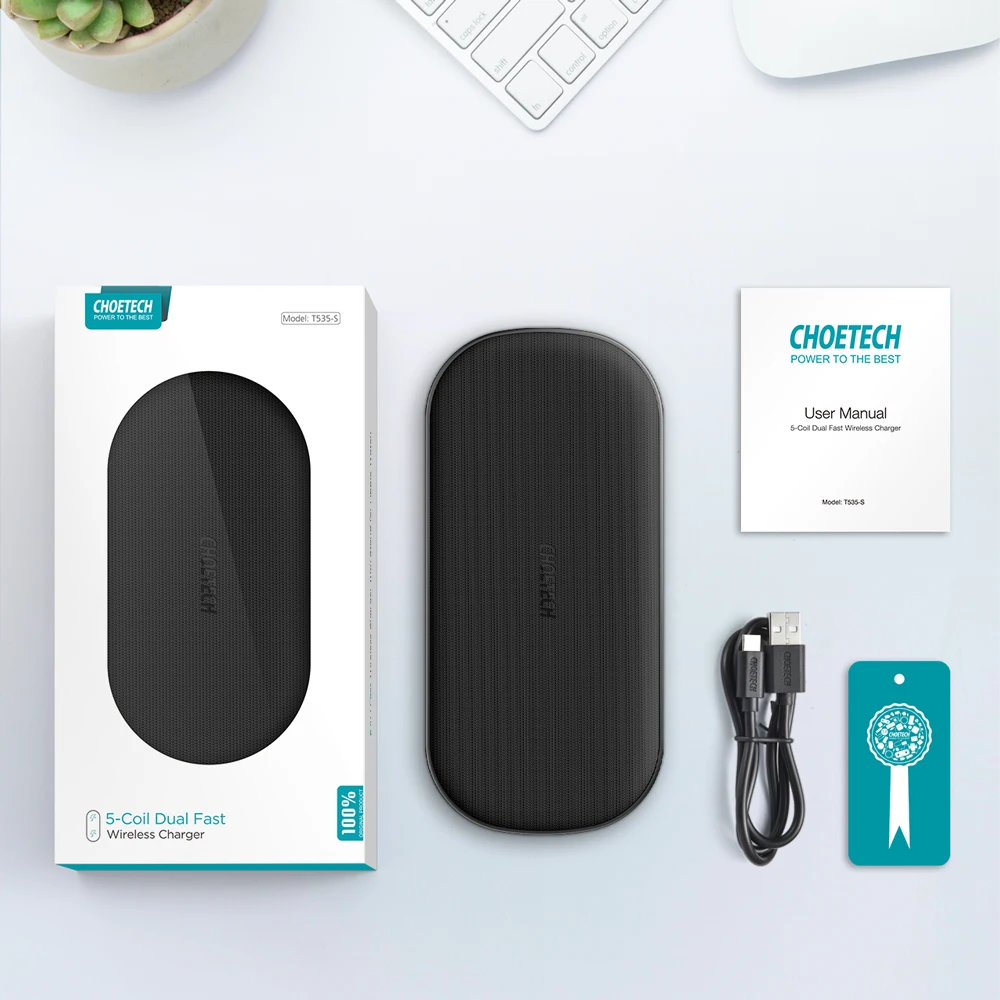 CHOETECH Wireless Charger 15W For iPhone X XS MAX XR Full load 5 Coil 2 in 1 Fast Qi for Airpods samsung Note 9 | Мобильные телефоны