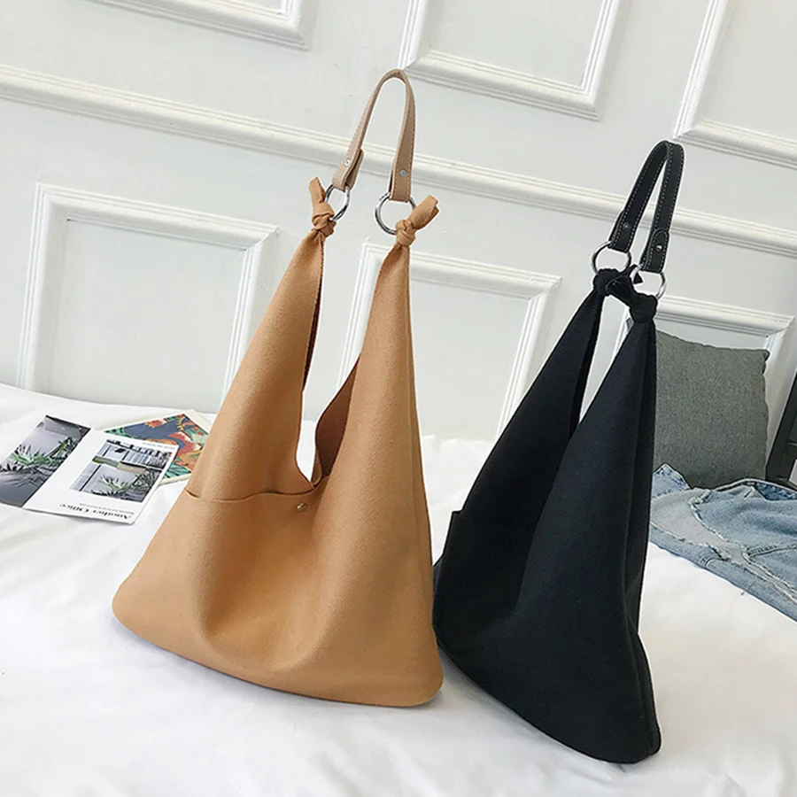 

Winter Wool Bags For Women Single Shoulder Bags Big Capacity Women bag 2019 Fashion Females Tote Luxury Girls Bucket NA-48