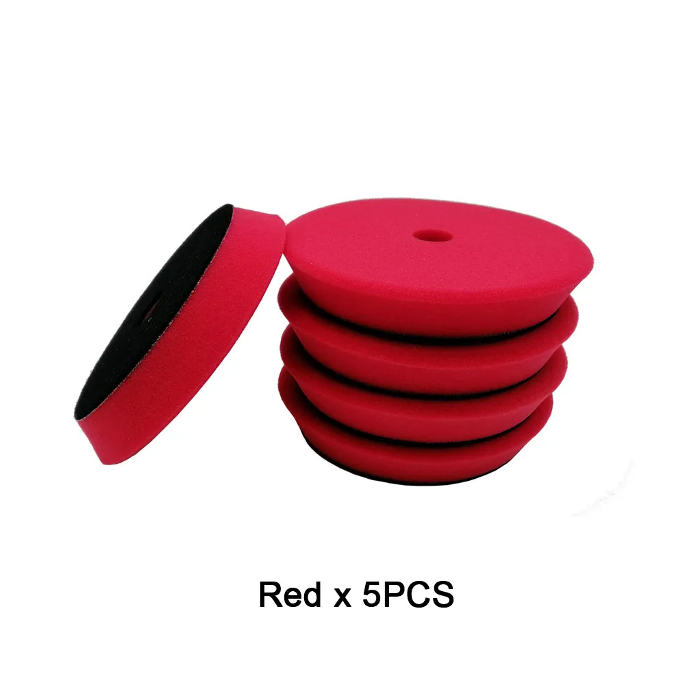 Red x 5pcs 6 дюймов полировальные накладки Rupes Европа Губка различной твердости полировка автомобиля губка для Двойного Действия Полировщик - Цвет: Red x 5pcs