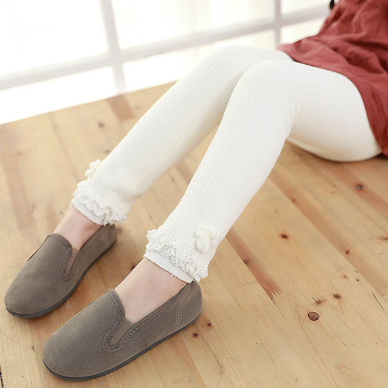 Кружевные декоративные плотные колготки с начесом для девочек зимняя одежда