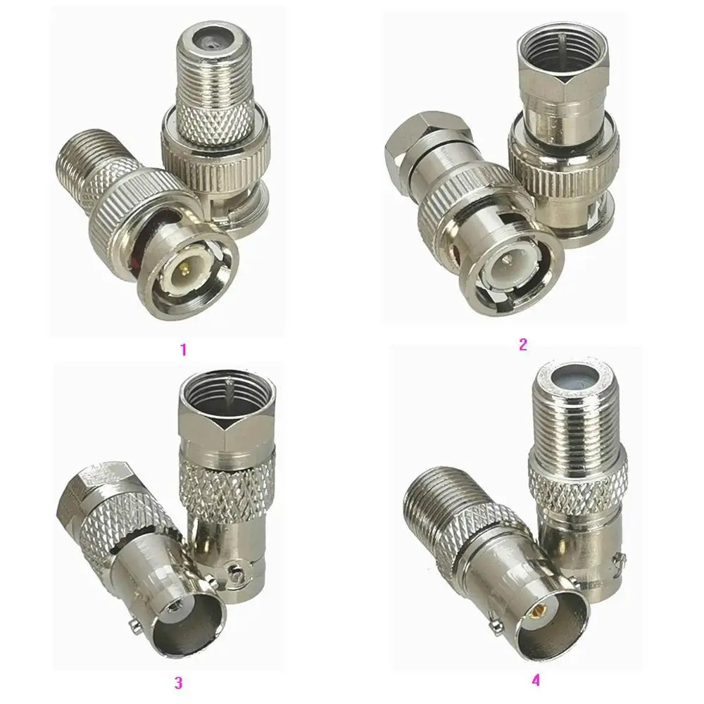 1Pcs F TV to BNC Male plug & Female jack RF Coaxial Adapter Connector Test Converter Brass 50ohm