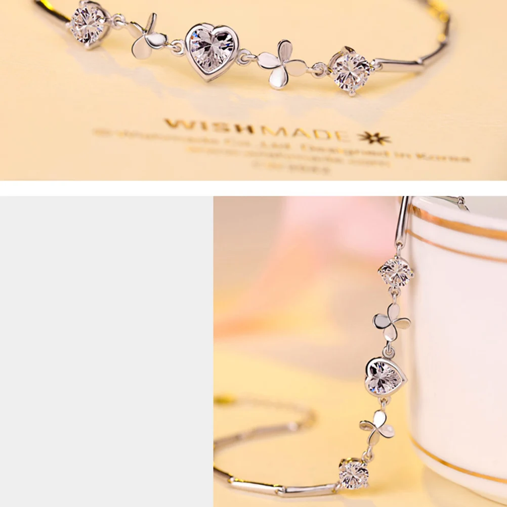 1 шт. Серебряный практичный браслет модный с клевером в форме сердца счастливый