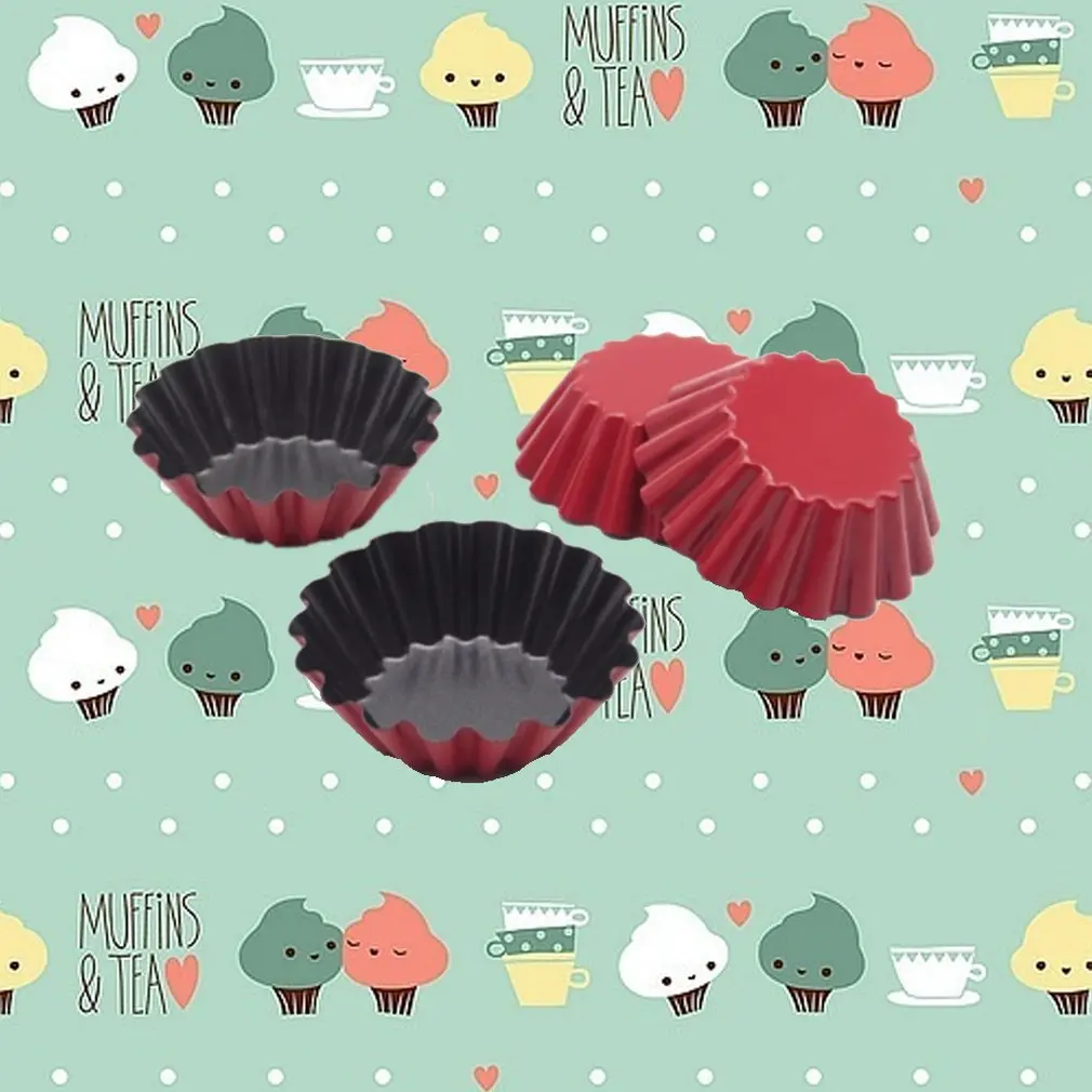 Carbon Steel Non-stick Flower Shaped Egg Tart Mold Cupcake Fruit Mould Muffin Cup Baking Kitchen Tool |