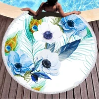 microfiber absorption summer beach towel adult large quick dry printed bath towel picnic blanket bikini cover up with tassels
