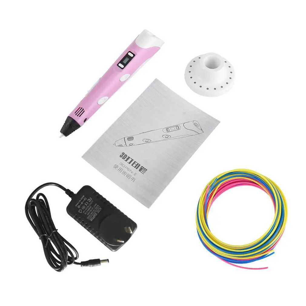 Pink English AU 3D печать ручка 12 в 3D Ручка Карандаш 3D Ручка для рисования sthift PLA нити для детей Образование хобби игрушки для рисования подарки на день рождения - Color: Pink English AU