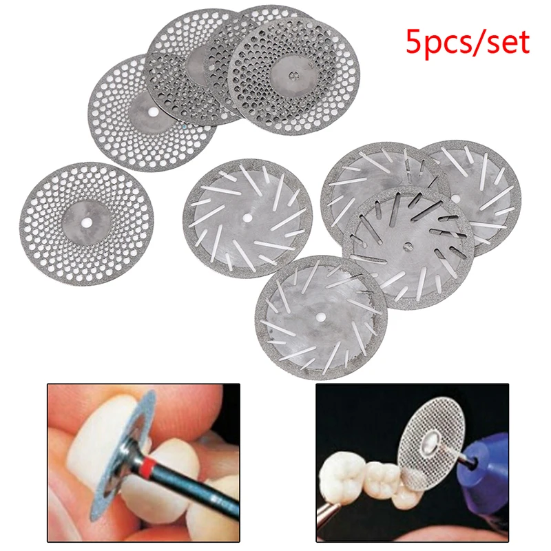 

5pc/set Dental Thin Ultra-thin Double Sided Sand Diamond Cutting Disc With Mandrel For Separating Polish Ceramic Teeth Whitening