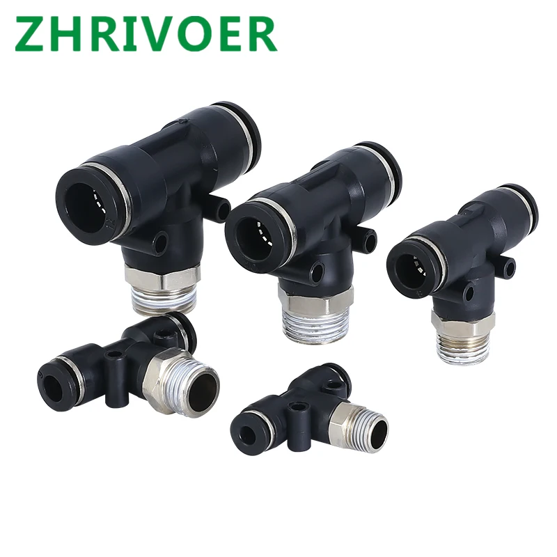 Черный воздушный соединитель фитинг Т образный тройник 1/8 &quot1/4&quot M5 3/8 &quot1/2&quot BSP