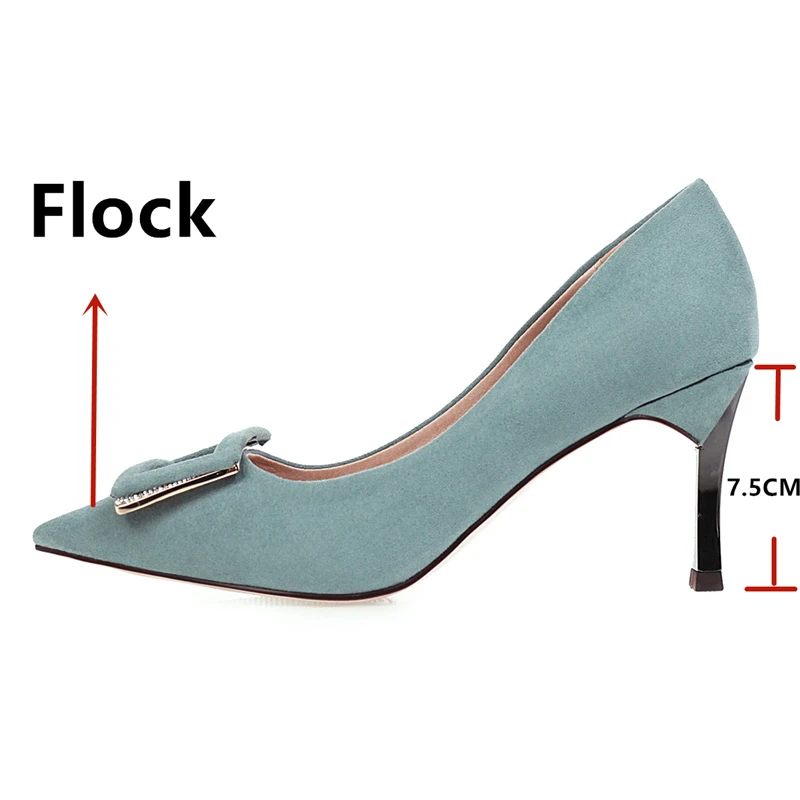 Женские туфли лодочки FEDONAS с острым носком металлическим украшением и стразами