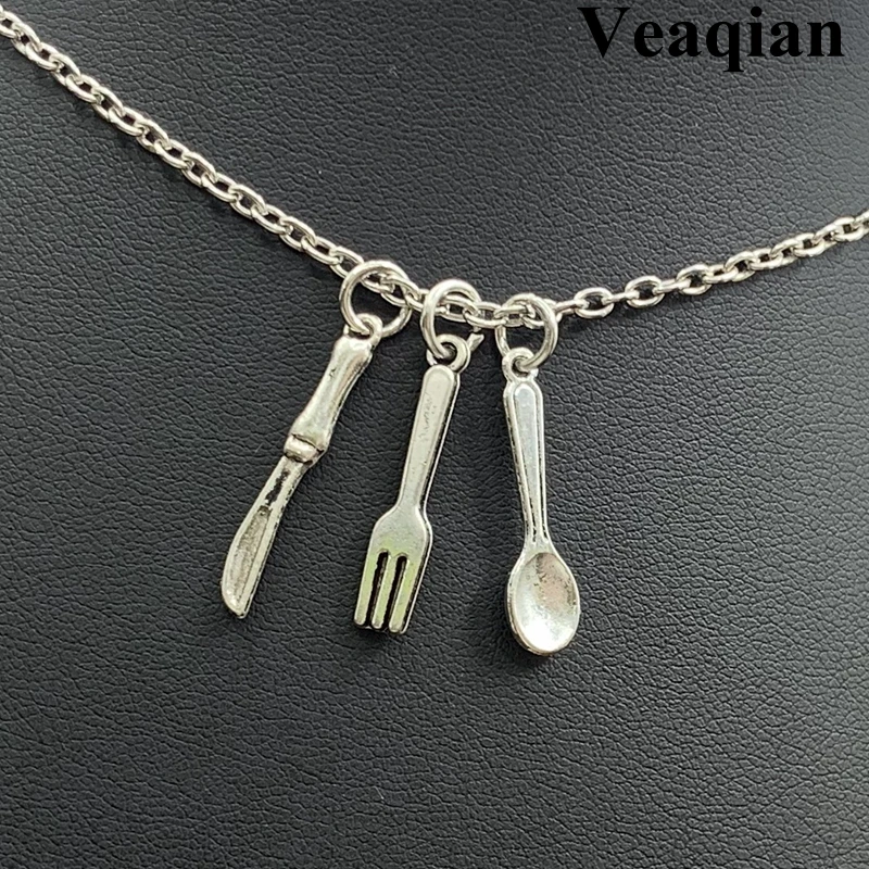 1 шт. серебряные ювелирные изделия ожерелье нож/вилка/ложка/ожерелье с подвеской