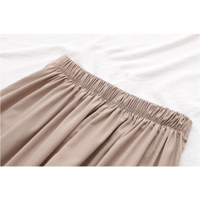 

TIGENA Elegant Pleated Midi Long Skirt Women 2021 Summer Casual Solid A Line High Waist Mid-length Skirt with Pocket Female Lady