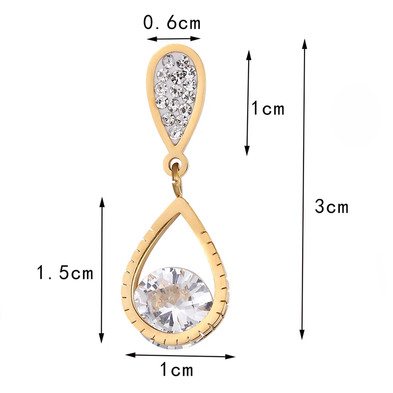 Water Drop Shape Crystal Drop Earrings in Stainless Steel - Beautiful Gold and Rose Gold Color Jewelry for Weddings and Gifts image 6