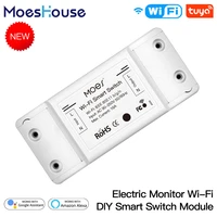 moeshouse tuya wi fi diy smart switch relay module power monitor smart life app remote control 16a work with alexa google home