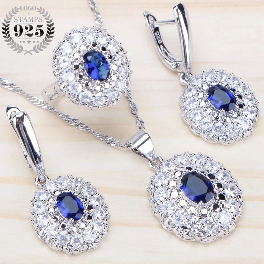 Набор свадебных ювелирных изделий из голубого CZ камня свадебные серьги для