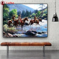 5d diamond painting hot selling home art indians riding horses diy full square drill diamond embroidery round diamond mosaic