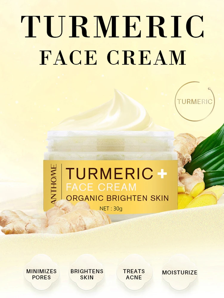 

Turmeric Face Cream Anti-Aging Skin Moisturizer for Dullness Uneven Skins Heavy Pores Face Cream for All Skins Facial Care 1pcs