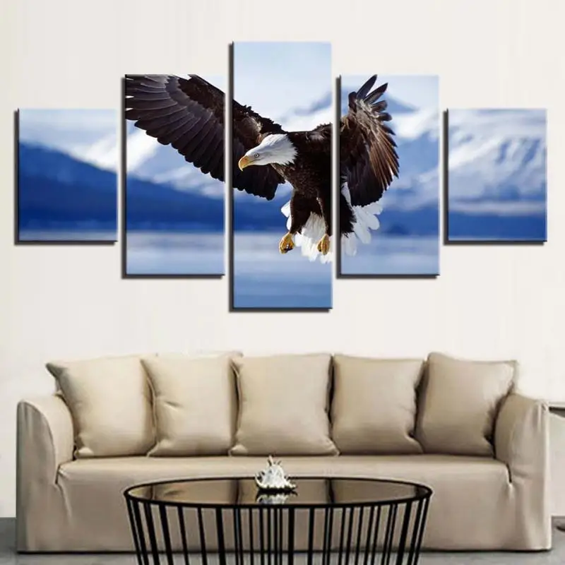 

Hd Bald Eagle Snow Mountain Landscape Photography Printing Wall Painting Decoration Frameless 5Pcs Animal Art Canvas Poster