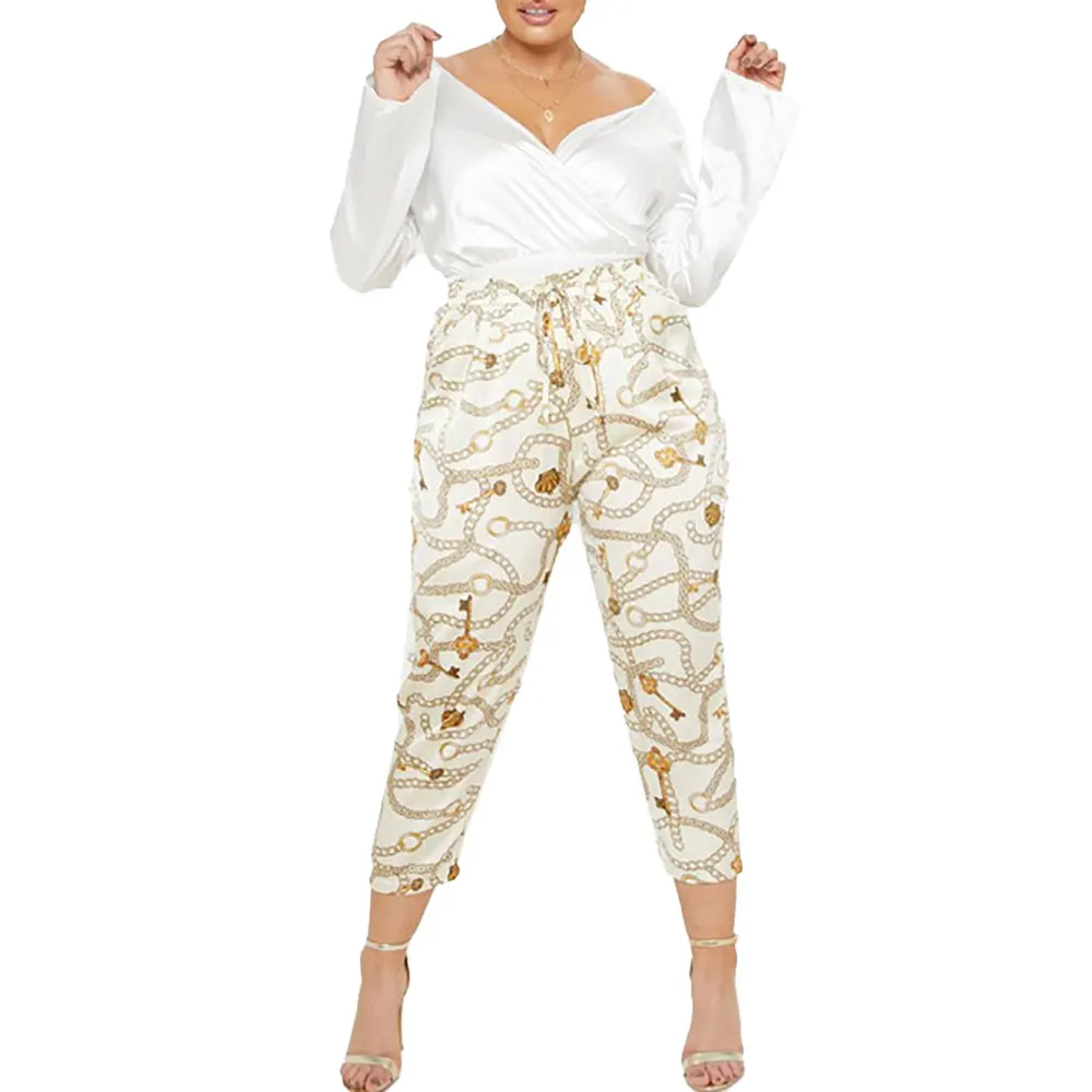 

Sexy Womens Plus Size Chain Print Casual High Waist Full Length Pants Ladies Active Skinny Leggings Casual Slim Fit Trouser D30