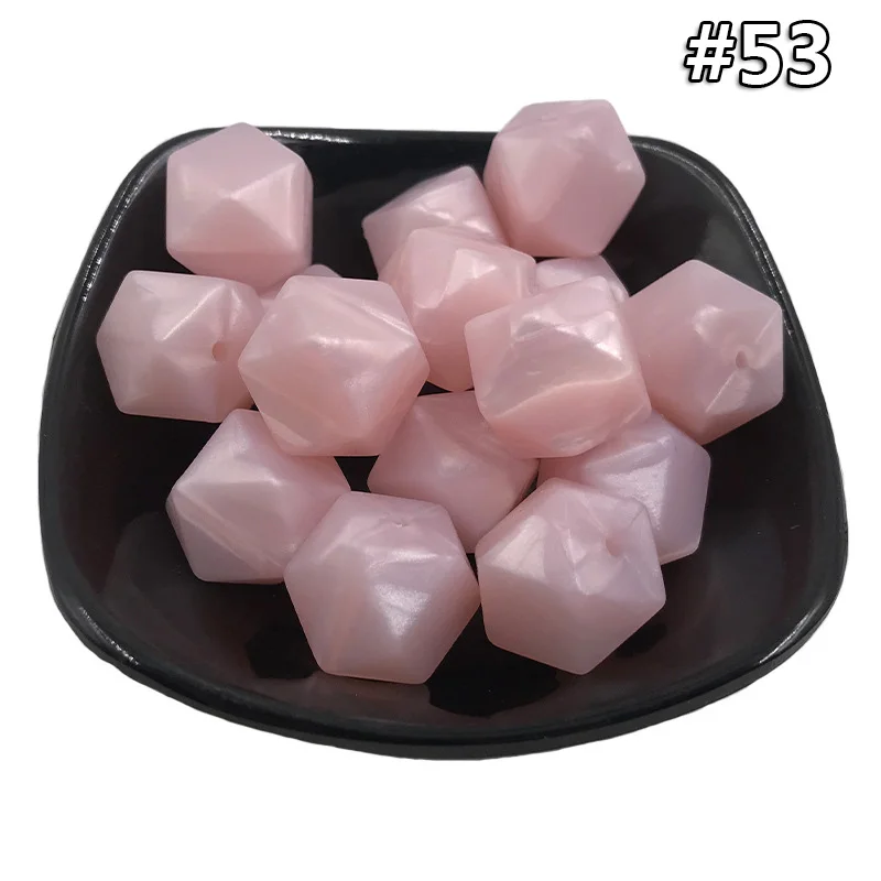 Silicone teether 53 10 шт. DIY 14 мм детский силиконовый Прорезыватель для зубов пищевой пустышки цепи шестигранные бусины аксессуары Детские Прорезыватели пустышки цепи игрушки - Цвет: Silicone teether 53