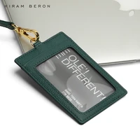 hiram beron custom name service name tag card holder lanyard badge holder retractable cow leather card case dropship