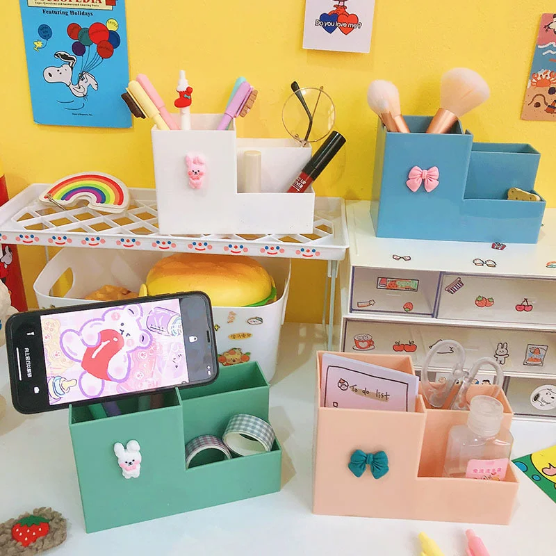 

Cute Candy Color Desk Organizer Stationery Storage Pen Holder Stand For Pens Accessories Makeup School Office Supplies