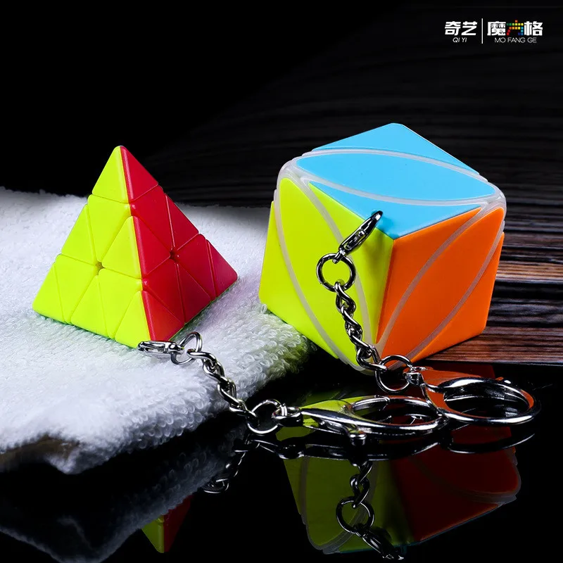 Брелок Qiyi кольцо для ключей куб 3x3 головоломка магический пирамида кленовый лист