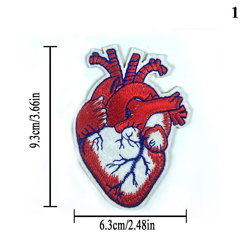 Цветные вышитые вручную наклейки из ткани с имитацией сердца для обуви и