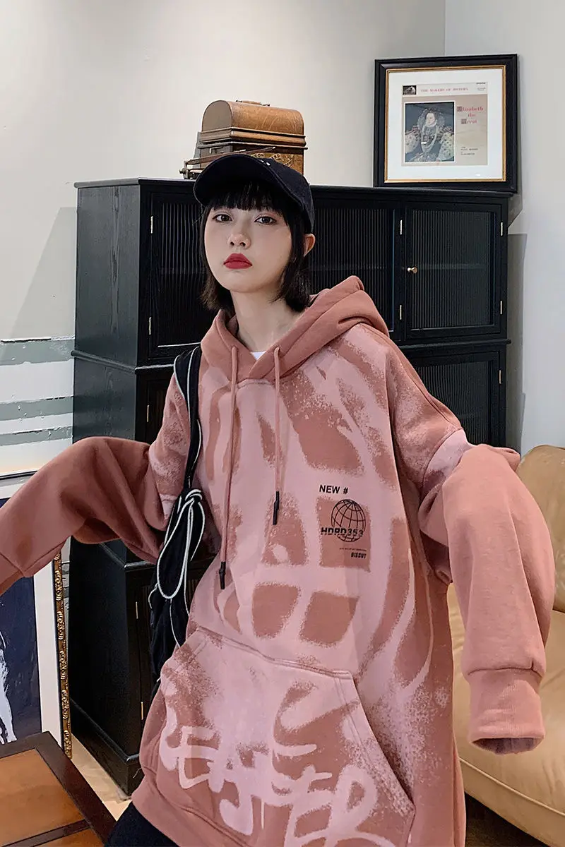 

2020 Autumn And Winter New Youth Popular Loose Large Size Personalized Printing Hooded Sweatshirt Fashion Casual Pullover