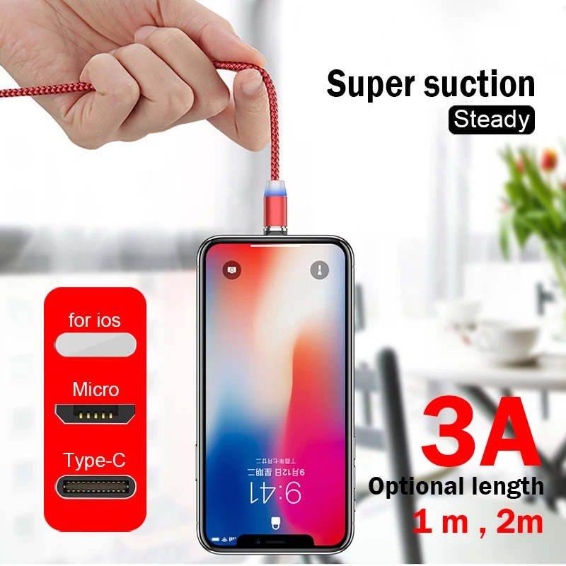 Магнитный USB кабель для быстрой зарядки usb type C зарядный Micro данных мобильного